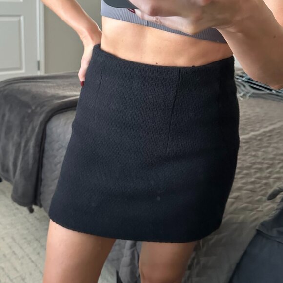 Black Tweed Mini Skirt by Mango - Fully Lined - Size S - Picture 3 of 5